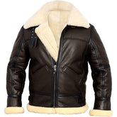 Mens B3 Brown White Aviator Jacket Front